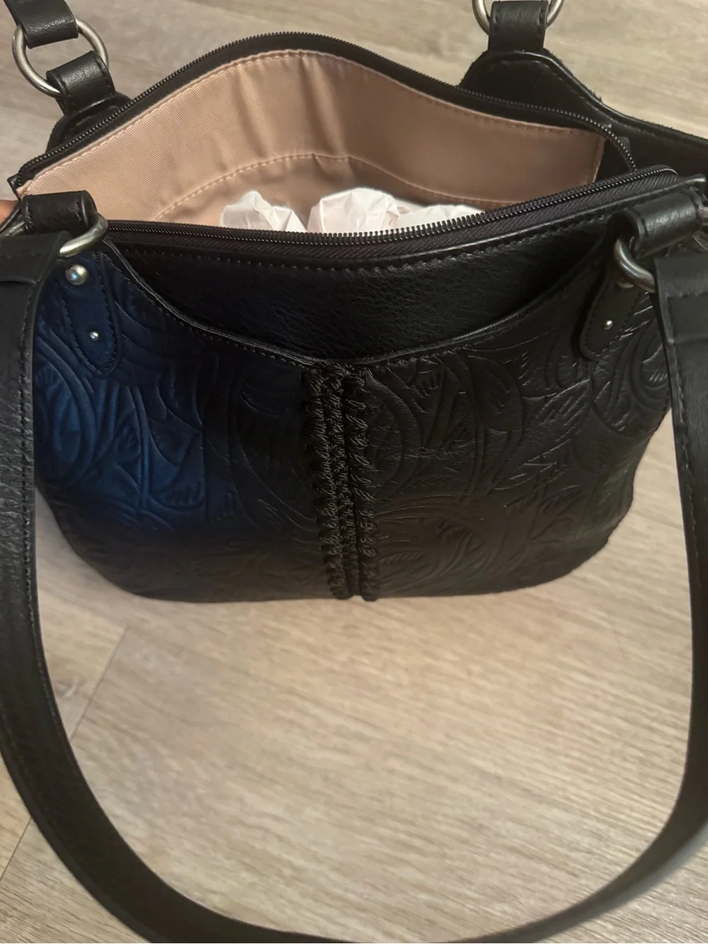 The Sak Bolinas Womens Embossed Leather Satchel Zip Shoulder Bag - Women
